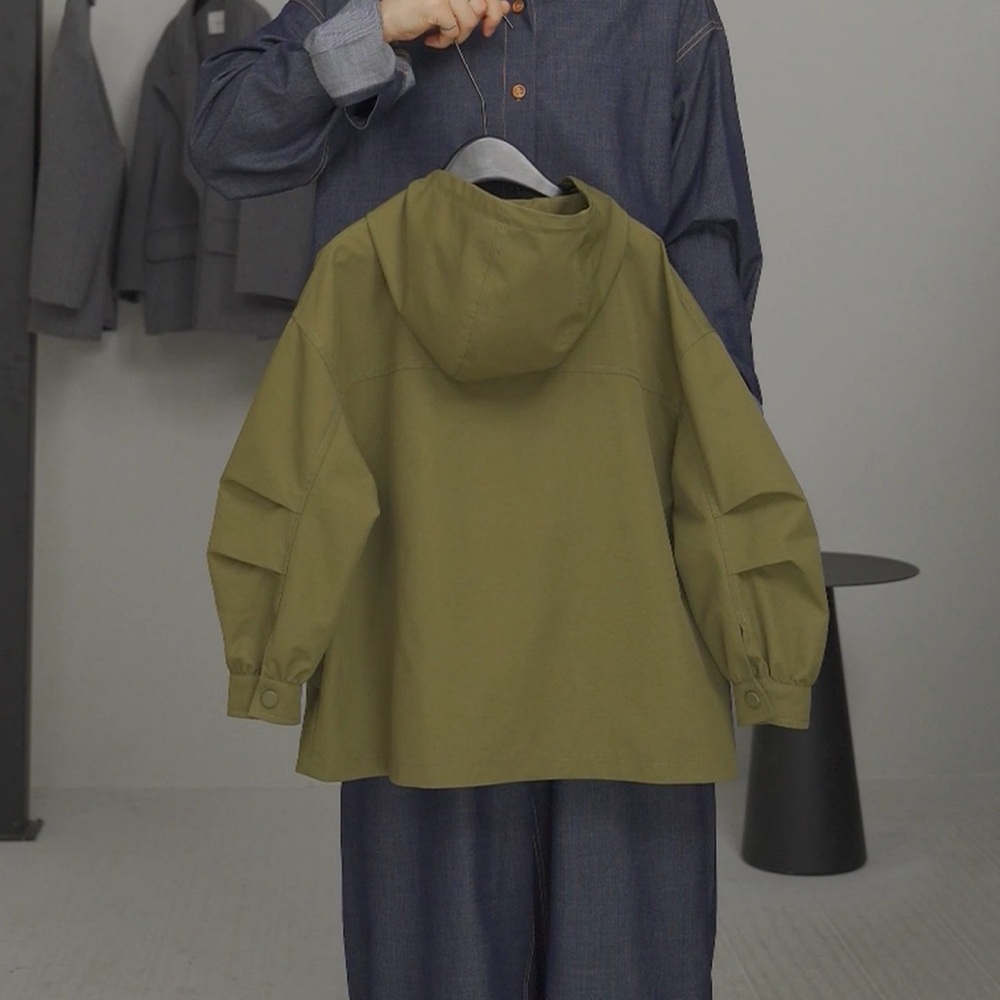 Kids Olive Green Hooded Jacket - Picture 3 of 3